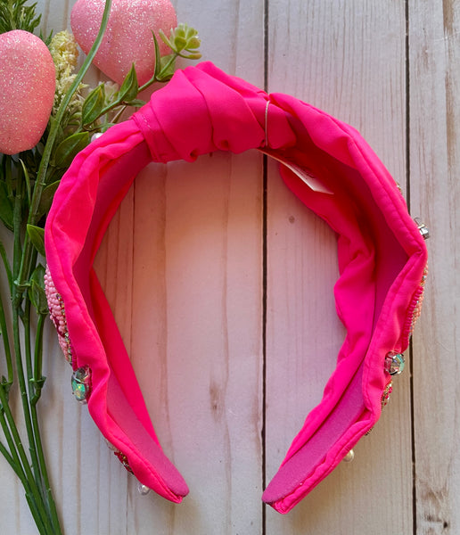 Be Mine Hot Pink Beaded Headband