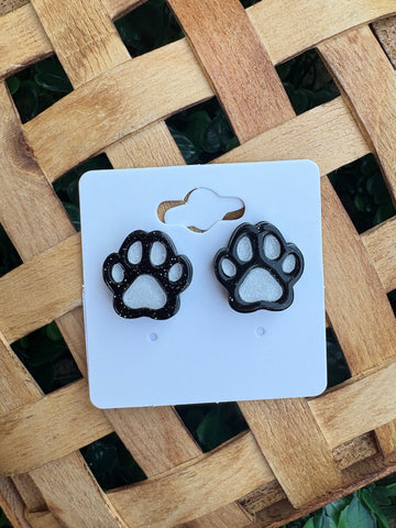 Black & White Paw Studs