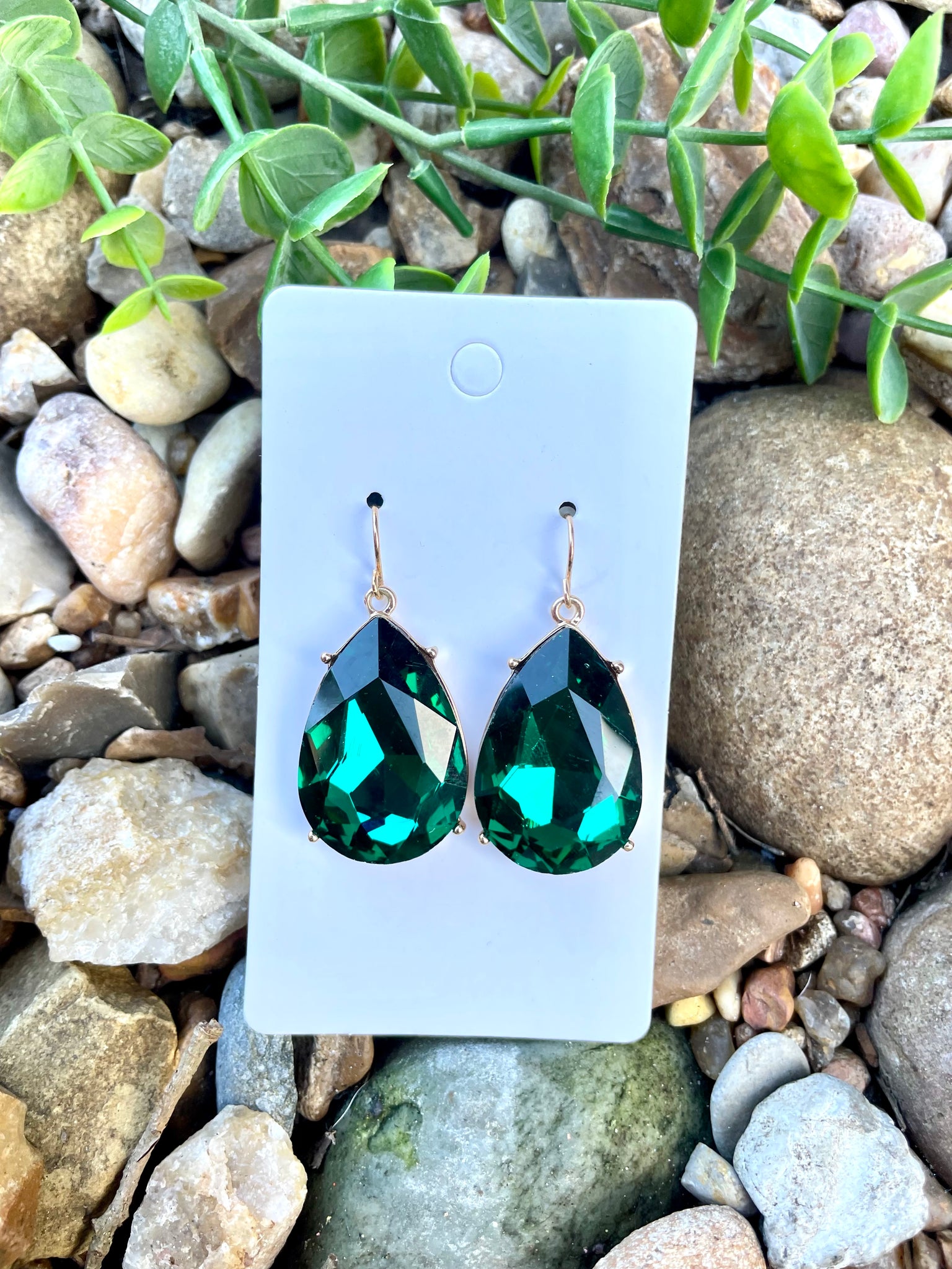 Green Teardrop Earrings