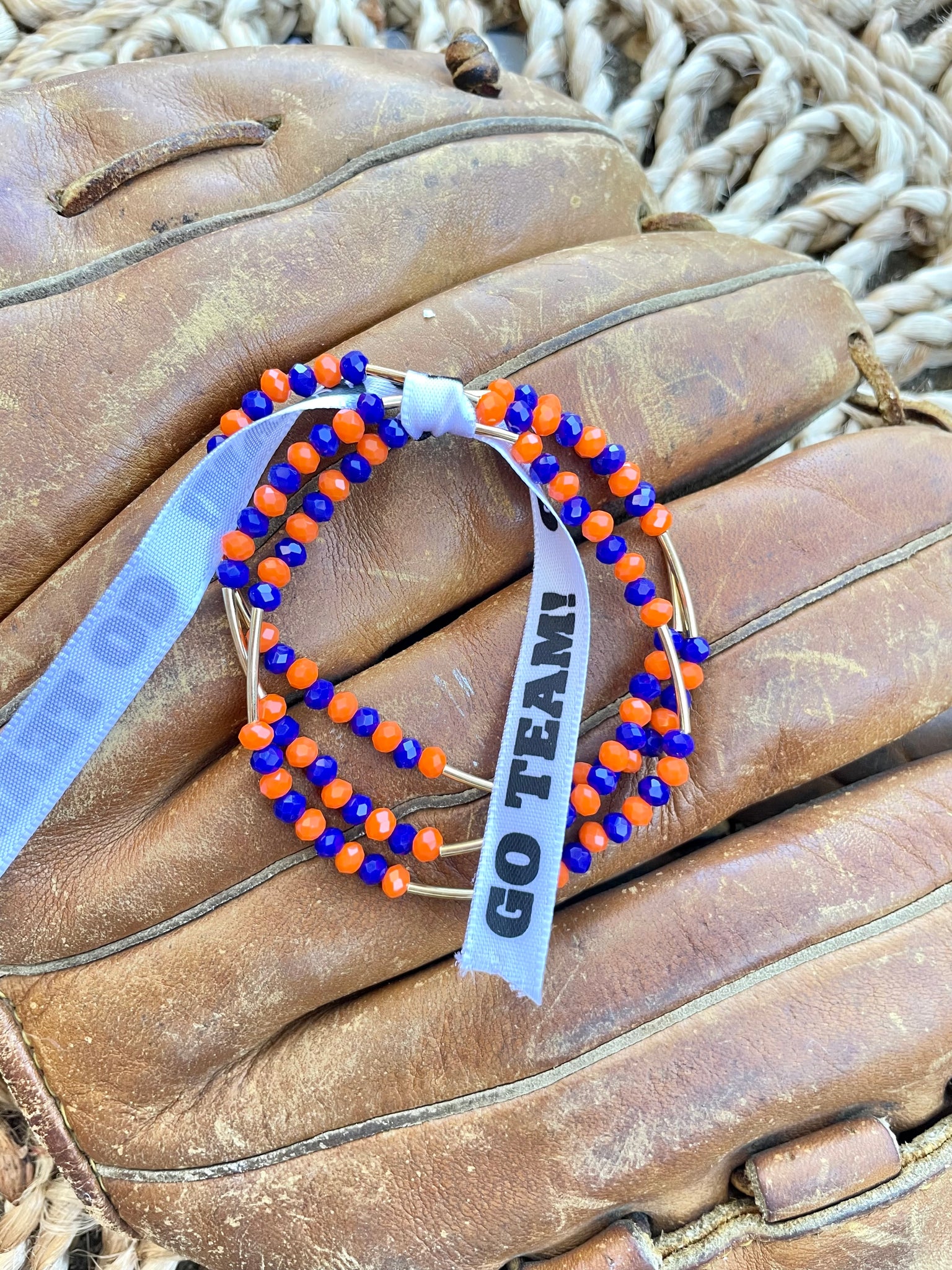 Navy & Orange Triple Bracelet Stack