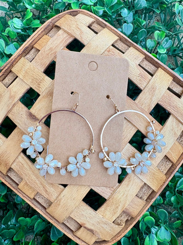 Neutral & Gold Floral Circle Earrings