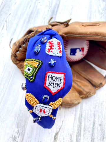 Blue Baseball Collage Headband