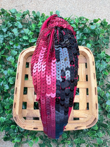 Maroon & Black Sequin Headband