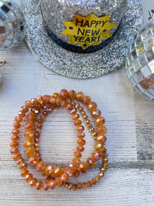 Triple Stack Rust beaded bracelet set