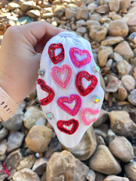 White Mulit Hearts Headband