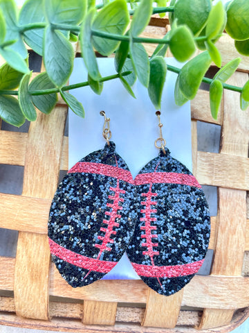 Red & Black Football Earrings