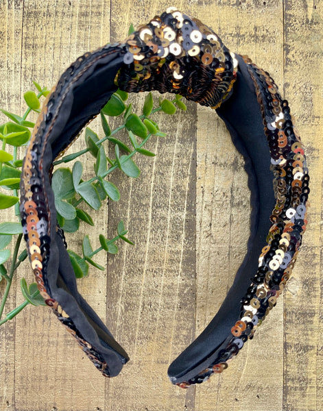 Black & Gold Sequin Headband