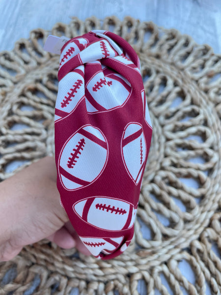 Maroon and White Football Headband