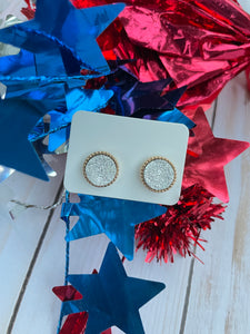 Silver Circle Druzzy stud earrings