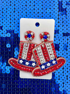 Uncle Sam Beaded Earrings