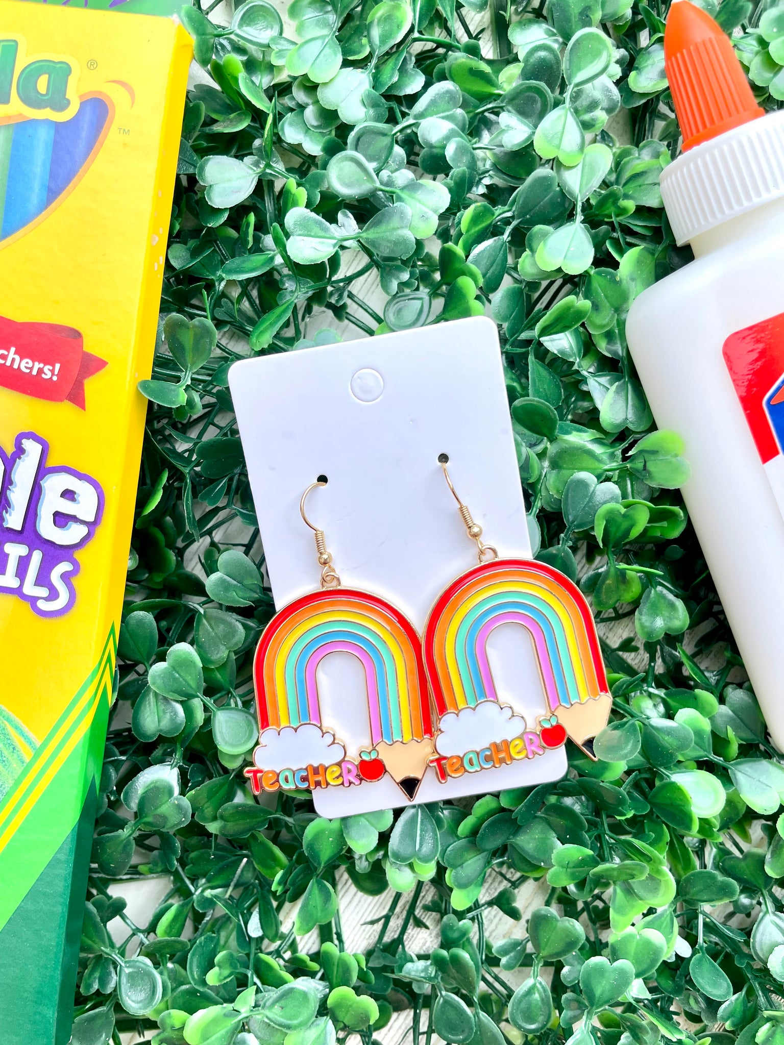 Rainbow Pencil Teacher Earrings