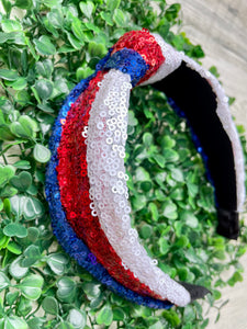 Red White Blue Sequin Headband