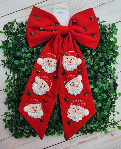 Red Santa Christmas Hair Bow
