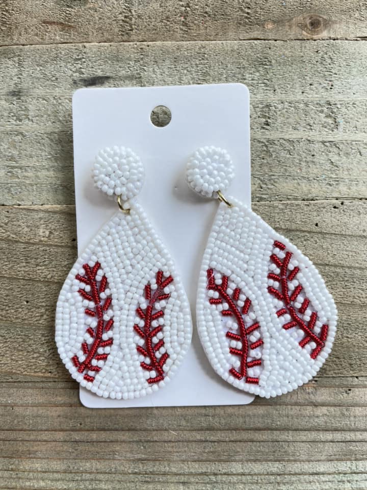 Beaded Baseball Teardrop