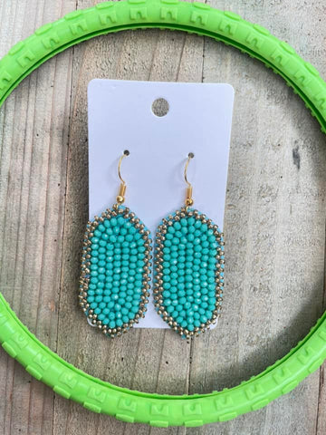 Teal beaded earrings