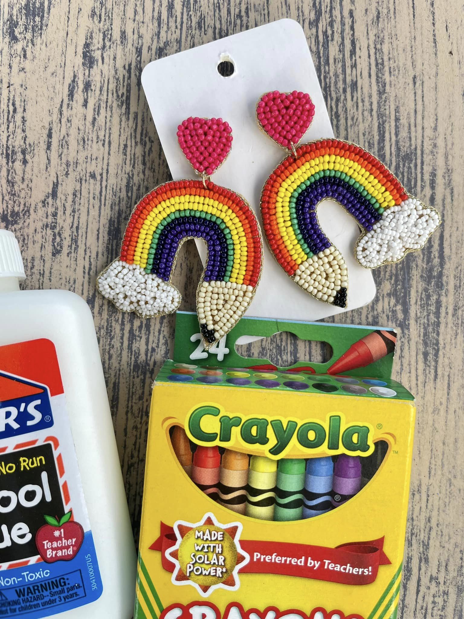 Rainbow Pencil beaded earrings