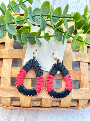Red & Black Teardrop Earrings