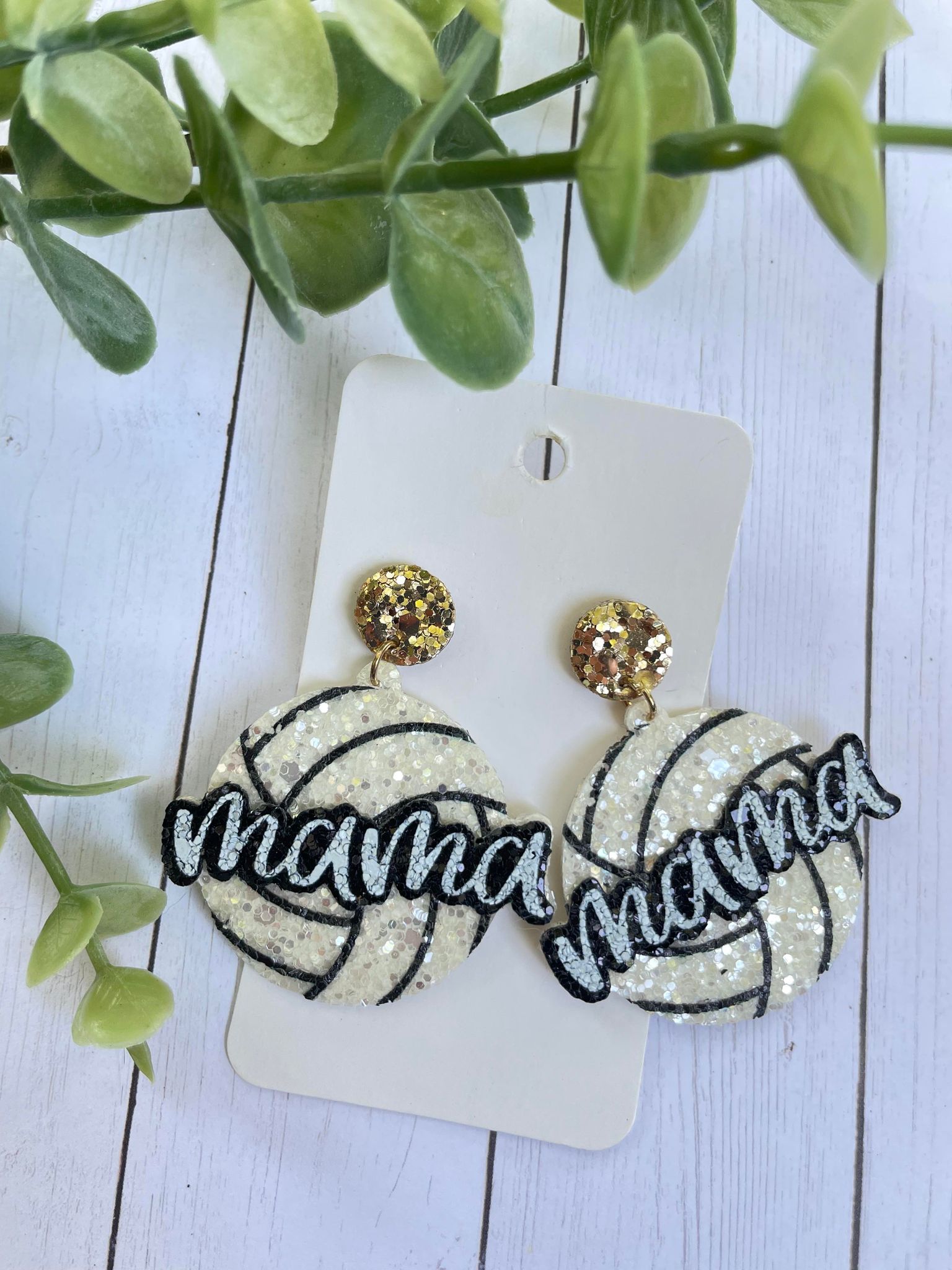 Volleyball Mama Glitter earrings