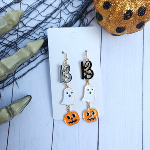 BOO ghost and pumpkin earrings