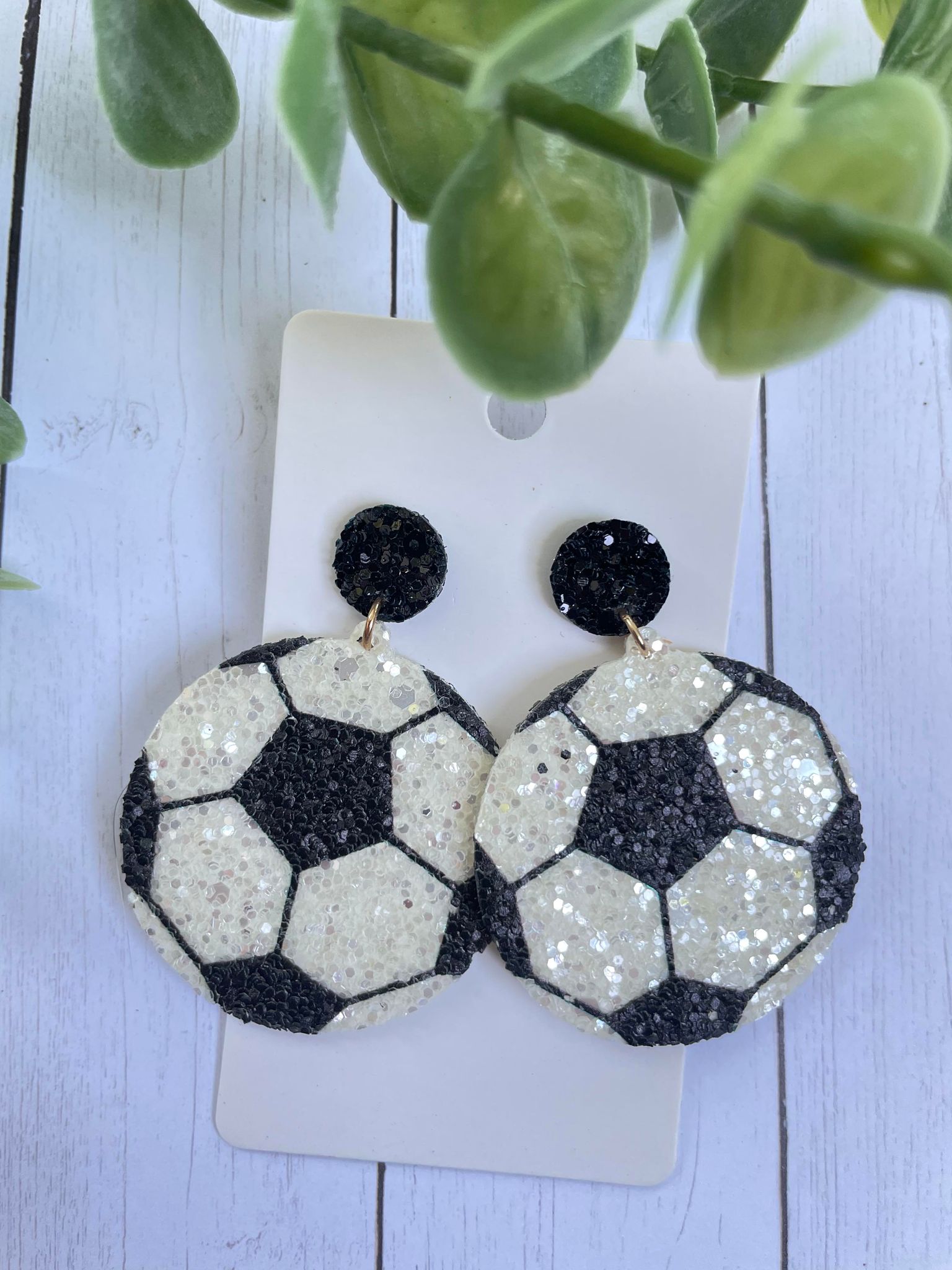 Glitter Soccer Ball earrings