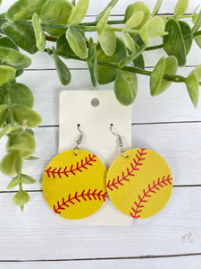 Leather Circle Softball earrings