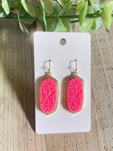 Hot Pink Druzy earrings