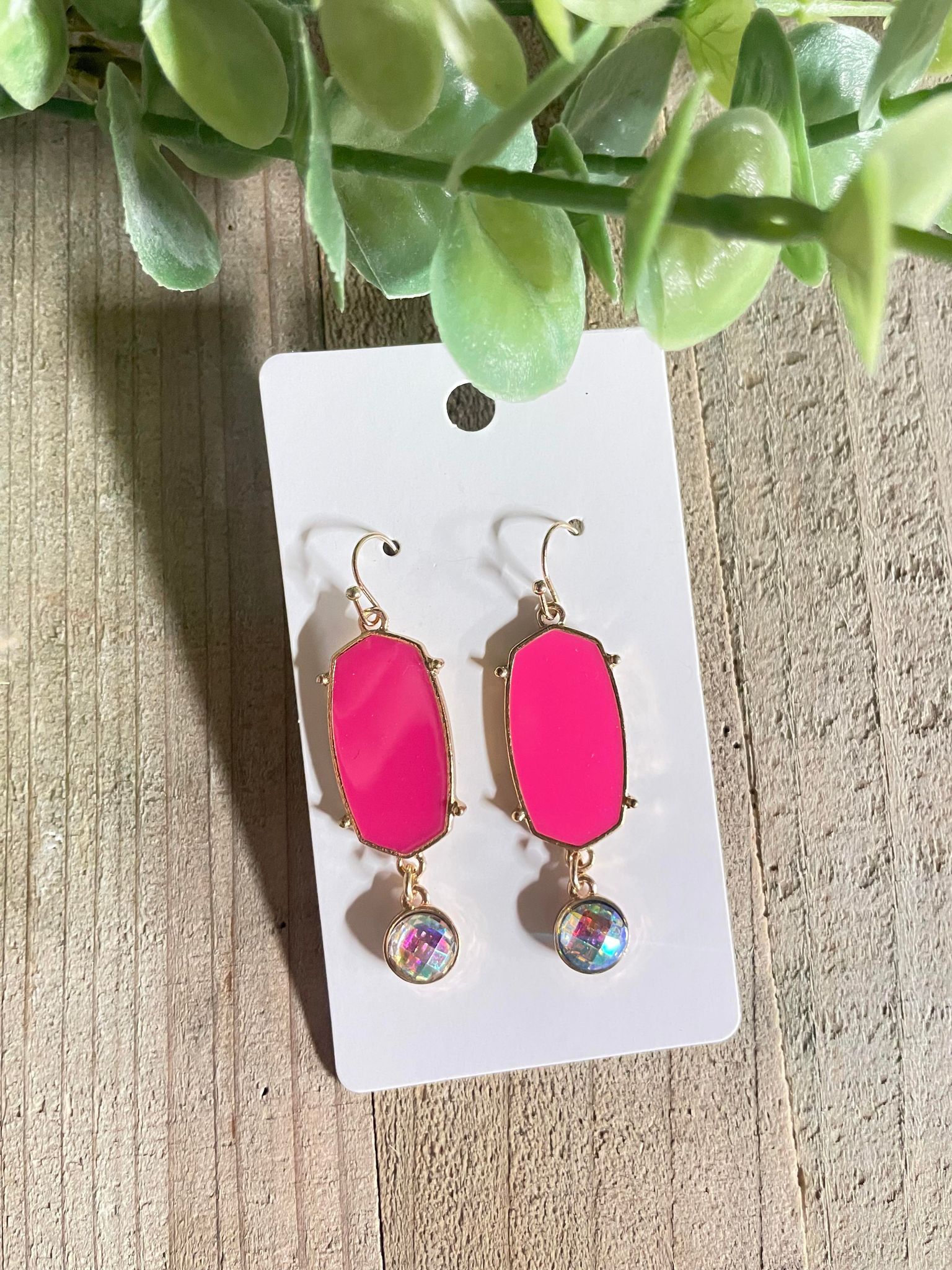 Hot Pink + Diamond earrings