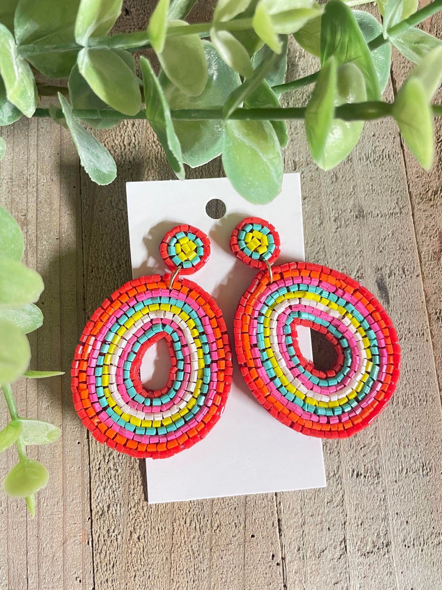 Colorful teardrop beaded earrings