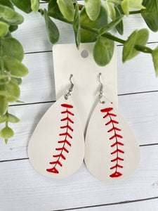 Leather Teardrop Baseball earrings