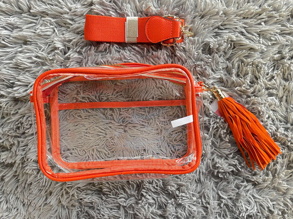 Orange clear Game Day bag w/ strap