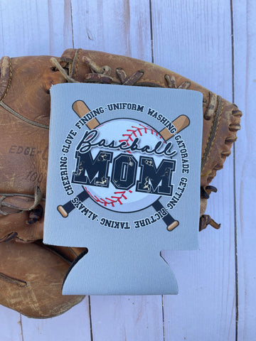 Baseball Mom grey can holder