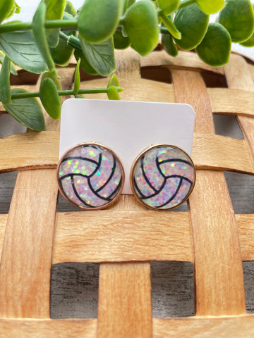 Volleyball Glitter studs earrings