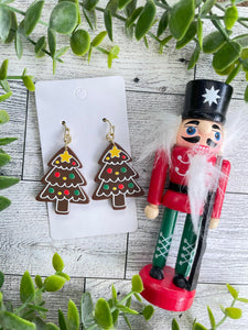 Gingerbread Christmas Tree Cookie Earrings