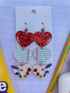 Triple Heart Teacher earrings