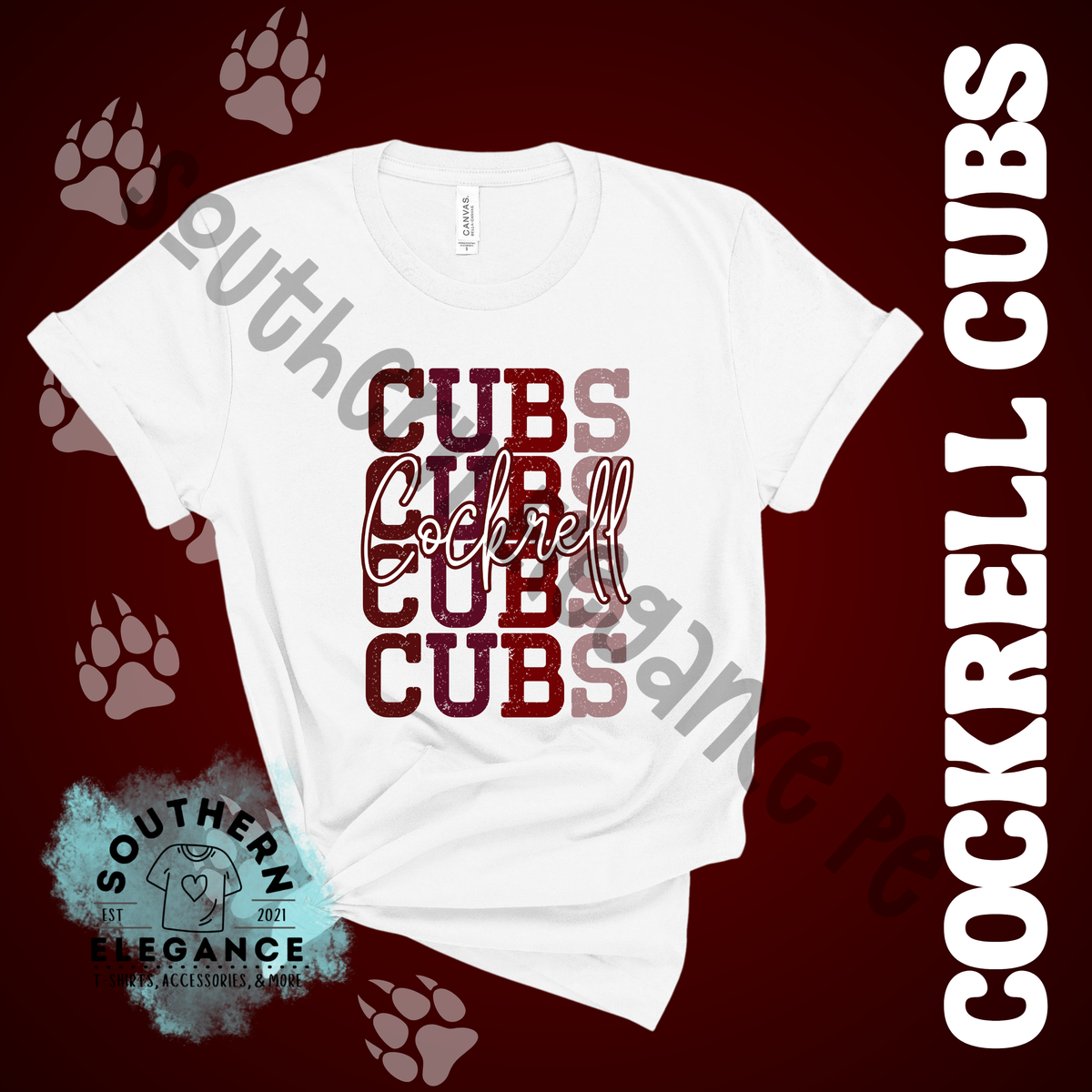 Cockrell Cubs Stacked Maroons – Southern Elegance PE