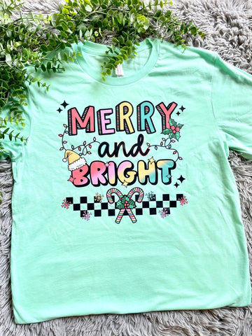 Merry + Bright mint tee