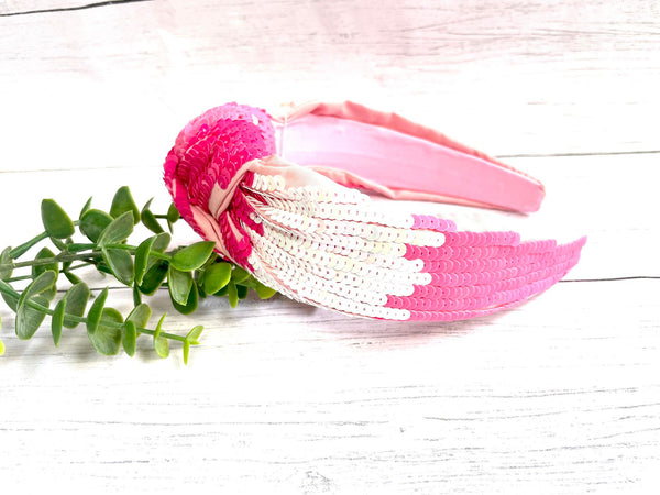 PINK SEQUIN KNOTTED HEADBAND