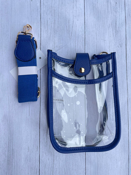 Blue clear Game Day bag w/ strap