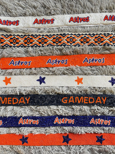 Game Days orange & navy beaded purse strap