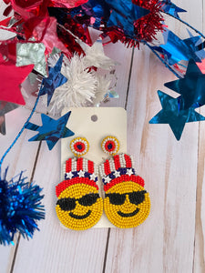 American Smiley beaded earrings