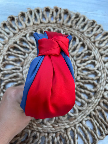 Red and Royal Blue knotted Headband