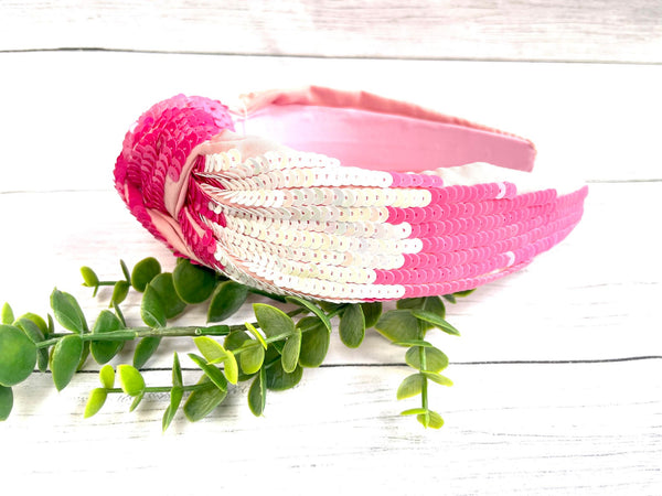 PINK SEQUIN KNOTTED HEADBAND