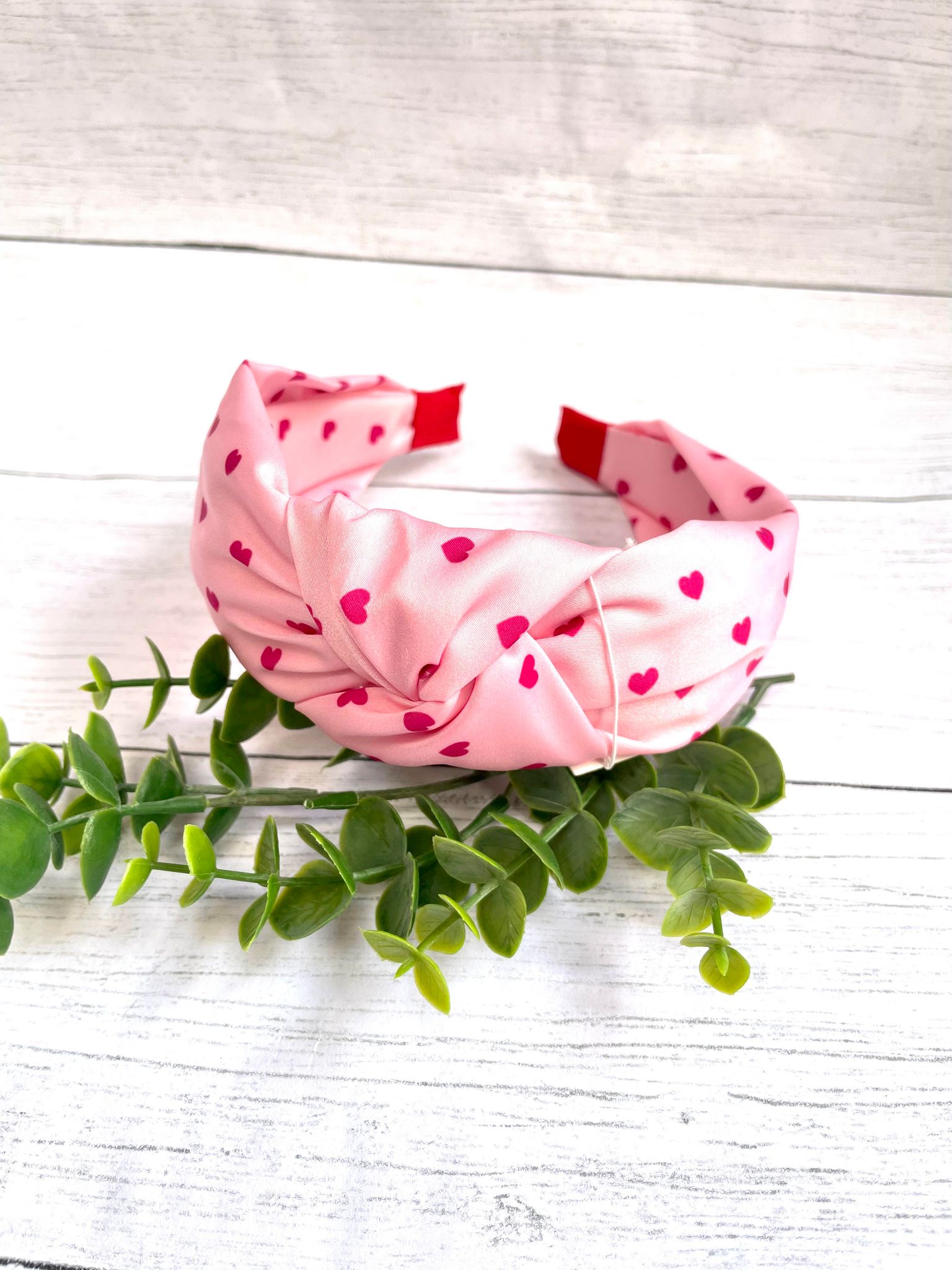 PINK & RED HEART SCATTER KNOTTED HEADBAND