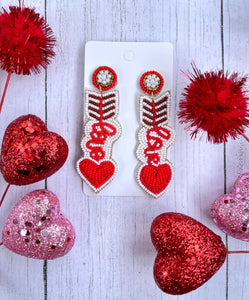 Arrow of Love beaded Valentine Earrings