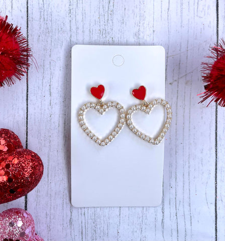 Pearl Heart Valentine Earrings