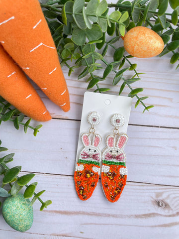 Beaded Bunny Carrot earrings