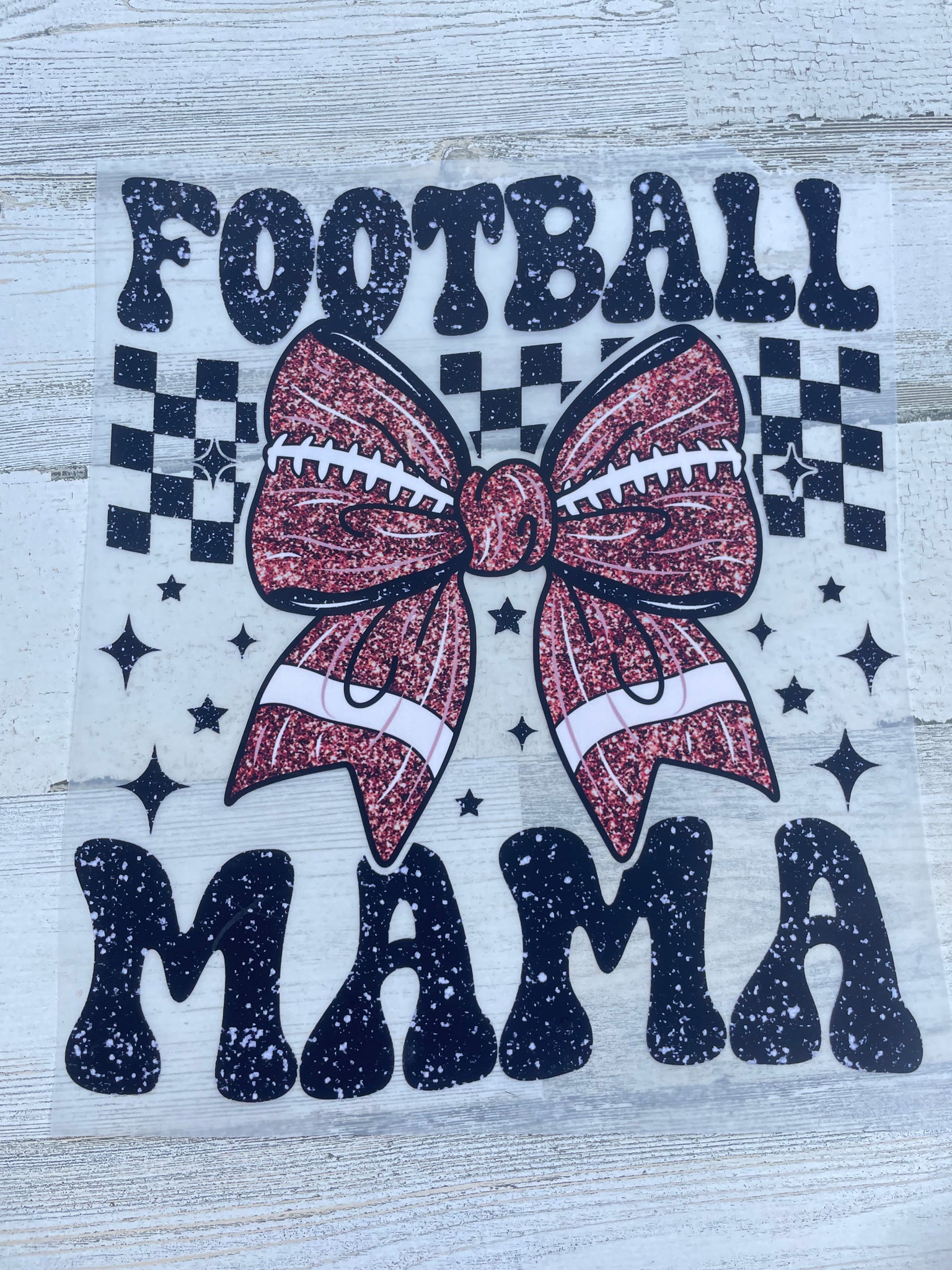 Glitter Football Mama Bow adult DTF print