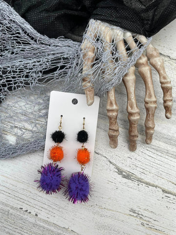 Fuzzy Triple stack Halloween earrings