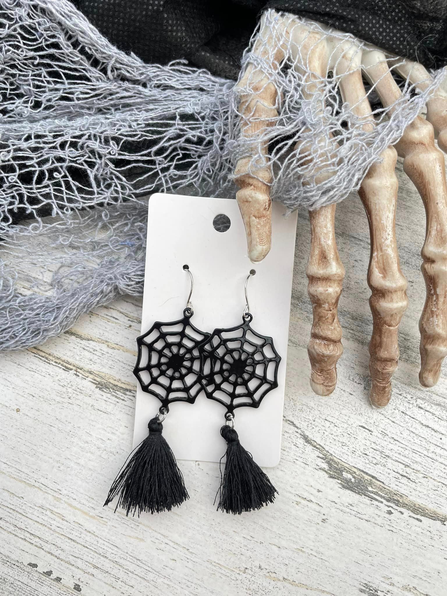 Spiderweb Fringe dangle earrings