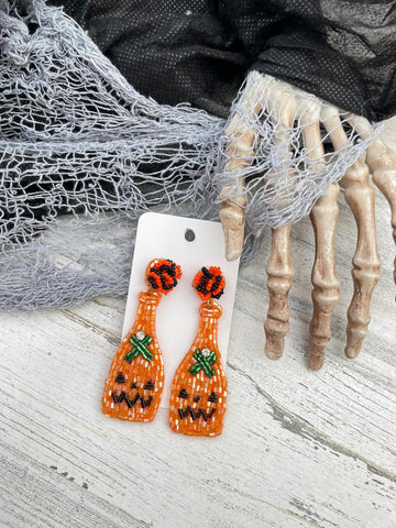 Sequin Pumpkin Wine Bottle earrings